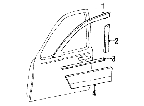 2000 Lincoln Town Car Moulding - Door Outside Diagram for 6W1Z-5420879-APTM