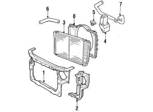 1987 Ford Thunderbird Radiator & Components, Radiator Support, Cooling Fan Diagram