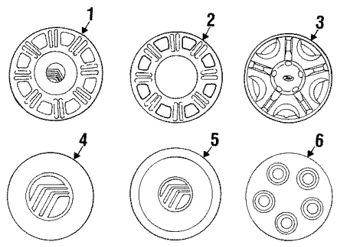 1998 Mercury Sable Wheel Cover Diagram for F6DZ-1130-C