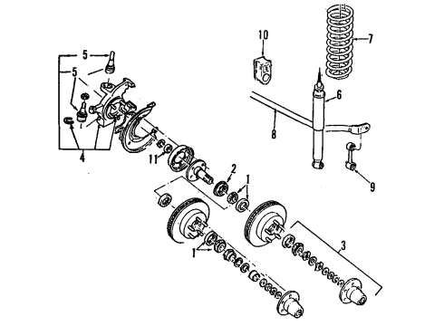 1985 Ford Bronco II Front Suspension Components, Carrier & Front Axles, Stabilizer Bar Diagram