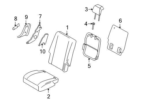 2005 Ford Freestyle Rear Seat Cushion Cover Assembly Diagram for 5F9Z-7463804-BAB