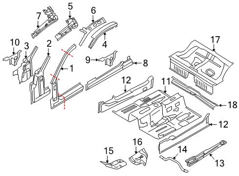 2008 Ford Mustang Panel Assembly - Cowl Side Diagram for 4R3Z-6302038-BA