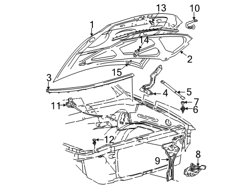 1999 Ford Expedition Hood & Components Diagram