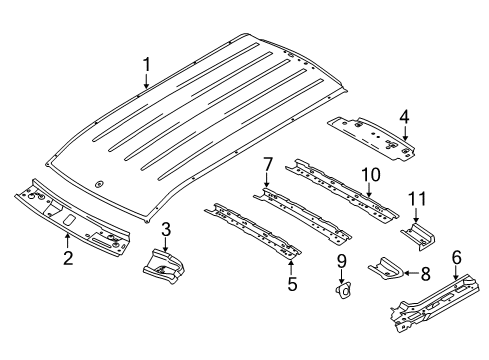 2016 Ford Transit Connect Panel Assembly - Roof Diagram for DT1Z-6150202-Z