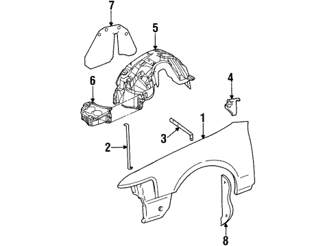 1998 Lincoln Town Car Fender & Components Diagram