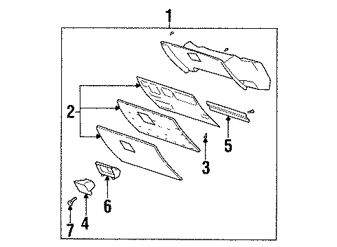 1998 Mercury Grand Marquis Instrument Panel Glove Box Diagram for F8AZ54060T10AAB