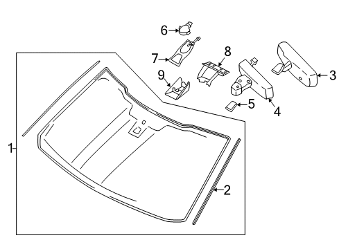 2018 Ford F-150 Windshield Glass Diagram