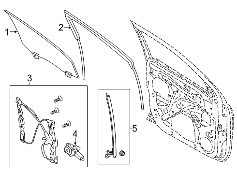 2023 Ford Ranger Glass - Front Door Diagram