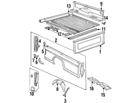 1996 Ford F-350 Side Panel, Floor Diagram