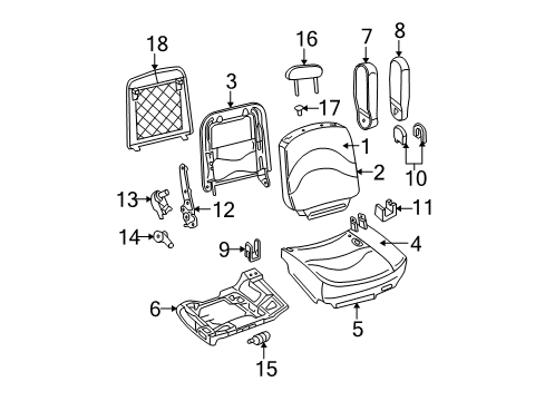 2003 Mercury Grand Marquis Seat Back Cover Assembly Diagram for 3W3Z-5464416-HAA