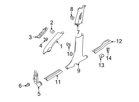 2011 Ford Flex Panel - Cowl Side Trim Diagram for 8A8Z-7402344-AC