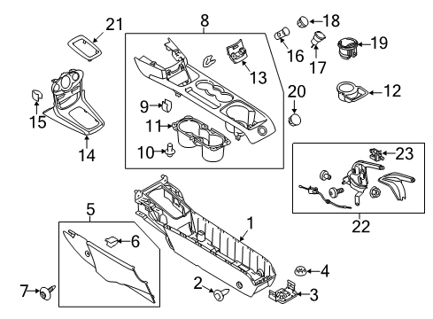 2015 Ford Fiesta Panel Assembly - Console Diagram for D2BZ-54045A76-AC