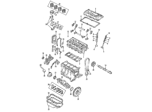 1994 Ford Aspire Seal Assembly Crankshaft Oil Diagram for F1CZ6701B