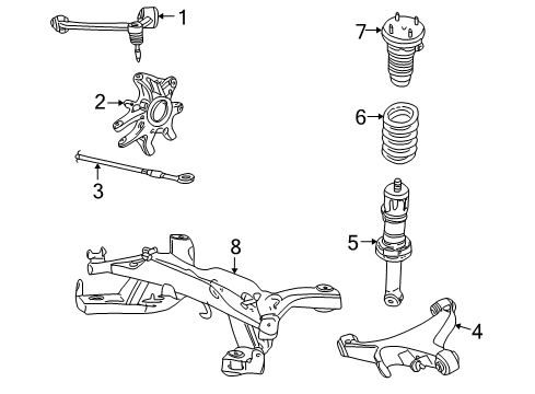 2003 Ford Thunderbird Rear Suspension, Control Arm Diagram 1 - Thumbnail