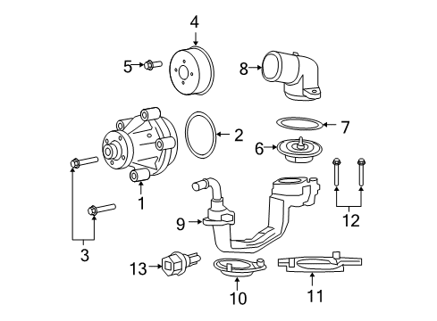 2009 Ford F-250 Super Duty Pump Assembly - Water Diagram for 4C3Z-8501-B