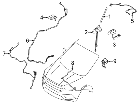 2017 Ford Escape Extension Cable Assembly Diagram for JJ5Z-18812-NDD