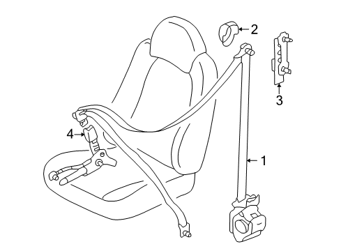 2007 Mercury Mariner Front Seat Belt Buckle-Retractor Assembly Left Diagram for 6M6Z-78611B09-AAB