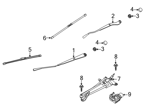 2021 Ford Escape Wiper & Washer Components Diagram