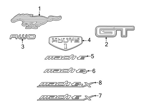 2021 Ford Mustang Mach-E Exterior Trim - Lift Gate Diagram