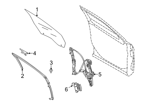 2017 Ford Police Interceptor Sedan Run - Door Glass Diagram for AG1Z-5421596-C