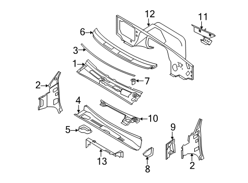 2014 Ford E-150 Panel Assembly - Cowl Top Diagram for F7UZ-1502018-AA