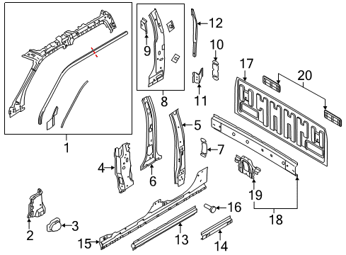 2016 Ford F-150 Back Panel, Hinge Pillar Diagram 1 - Thumbnail