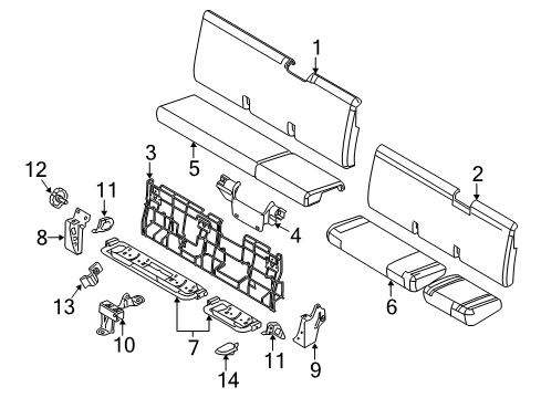 2012 Ford F-350 Super Duty Pad - Rear Seat Back Diagram for BC3Z-2866800-A