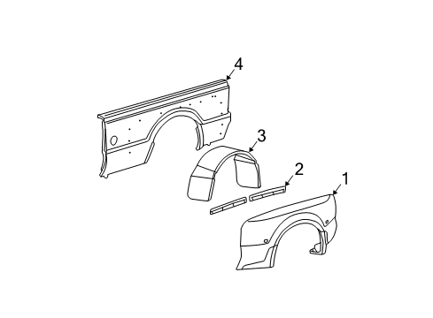 2003 Ford F-350 Super Duty Fender Assembly - Rear Diagram for XC3Z-16312-AG