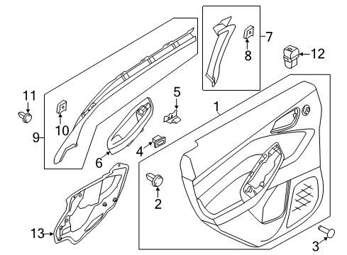 2017 Ford Focus Interior Trim - Rear Door Diagram