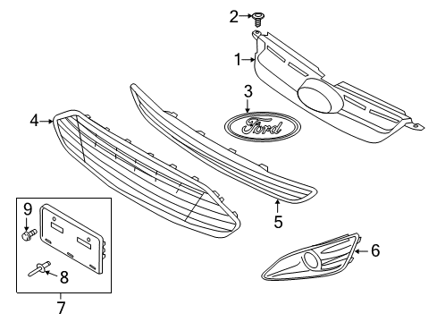 2018 Ford C-Max Grille & Components Diagram