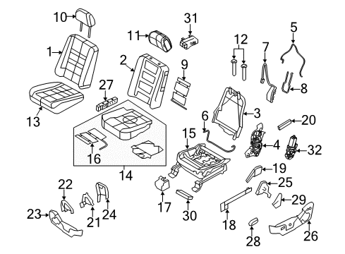 2011 Ford Flex Cover - Headrest - Roll Type Diagram for BA8Z-74610A62-CA