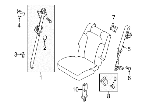 2010 Lincoln MKT Guide - Rear Seat Belt Diagram for 8F9Z-74613D10-A