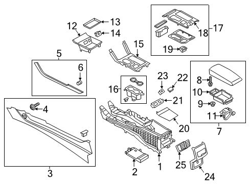 2019 Ford Police Responder Hybrid Support Assembly - Console Diagram for HS7Z-54045B30-AA