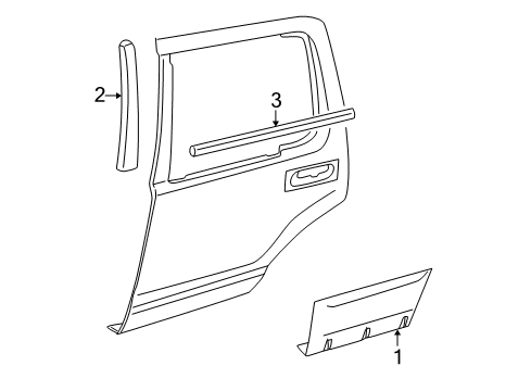 2008 Mercury Mountaineer Exterior Trim - Rear Door Diagram