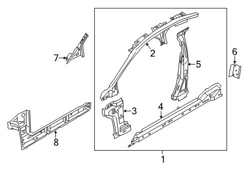 2017 Lincoln MKZ Pillars, Rocker & Floor - Inner Structure Diagram