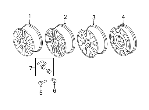 2008 Ford Taurus Wheel Assembly Diagram for 8G1Z-1007-A