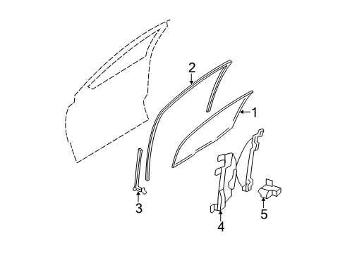 2007 Ford Five Hundred Front Door - Glass & Hardware Diagram