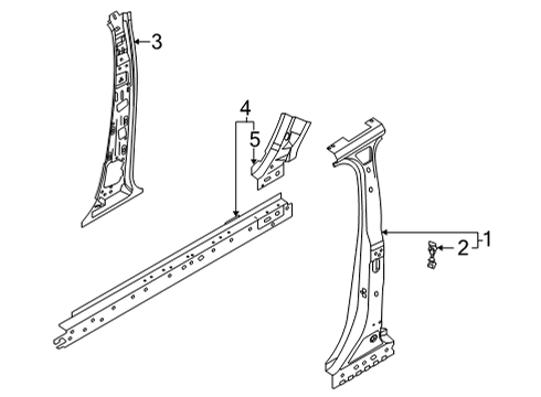 2022 Ford Bronco Sport "B" PILLAR ASY Diagram for M1PZ-7824301-B