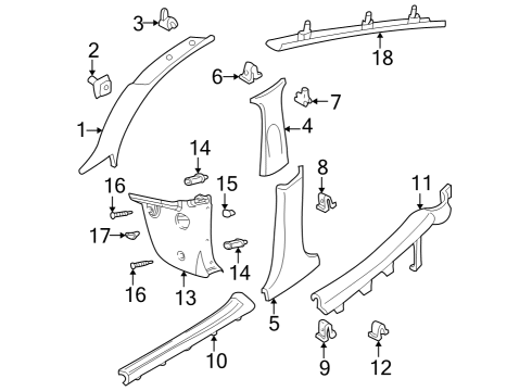 2002 Ford Focus Interior Trim - Pillars, Rocker & Floor Diagram 2 - Thumbnail