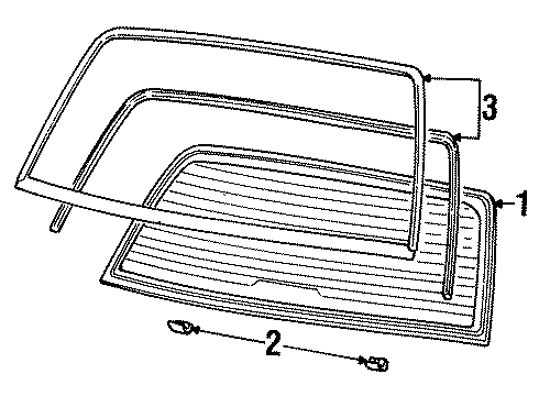 1999 Lincoln Town Car Back Glass, Reveal Moldings Diagram