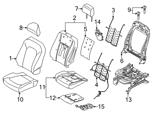 2019 Ford F-250 Super Duty Seat Cushion Cover Assembly Diagram for JC3Z-2662901-BA