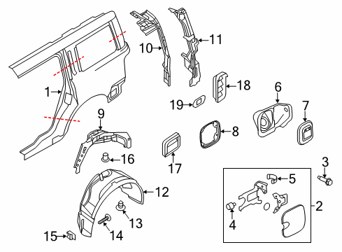 2013 Ford Flex Quarter Panel & Components Diagram