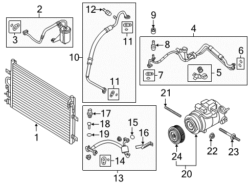 2018 Ford Police Interceptor Sedan A/C Condenser, Compressor & Lines Diagram