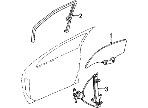 2002 Mercury Villager Run - Door Glass Diagram for XF5Z-1221547-AA