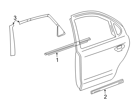 2007 Ford Five Hundred Moulding - Door Outside Diagram for 7G1Z-5425557-APTM