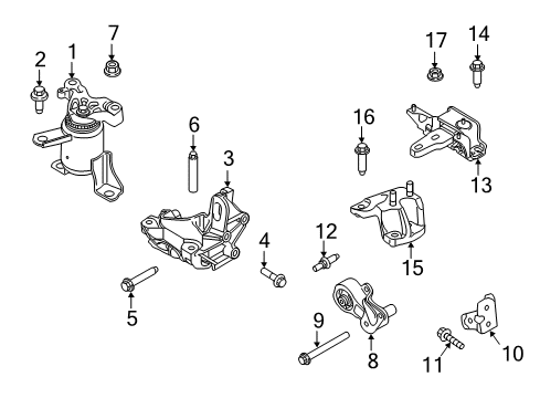 2013 Ford Fiesta Engine & Trans Mounting Diagram