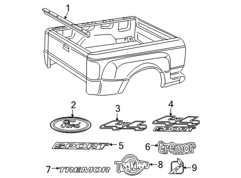 2005 Ford Ranger Exterior Trim - Pick Up Box Diagram 3 - Thumbnail