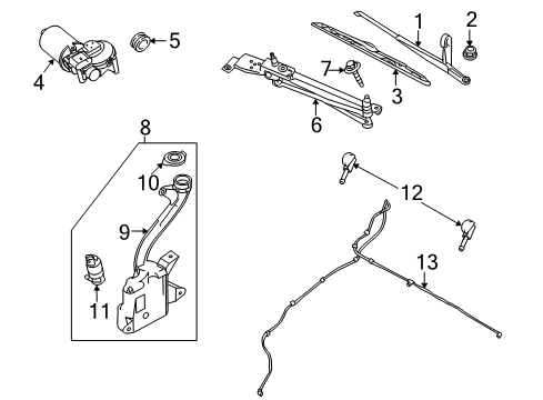 2011 Ford Focus Wiper & Washer Components Diagram