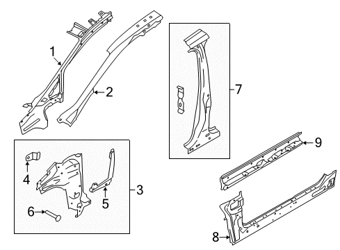 2017 Ford C-Max Pillar - Front Body Diagram for AM5Z-5802505-A