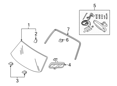 2010 Mercury Mariner Windshield Glass, Reveal Moldings Diagram